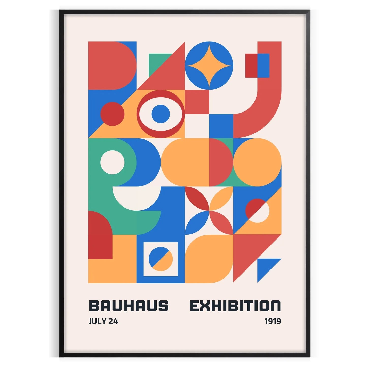 space stunning Bauhaus geometrical poster art vibrant orange blue hues gift wall collection modern print timeless design creativity unframed artwork