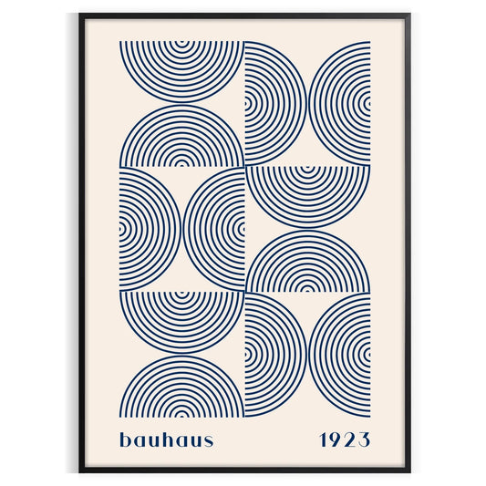 space Bauhaus wall art poster abstract designs elegant gray blue hues captivating print perfect gift lovers modern decor enthusiasts sizes A4 cm A0