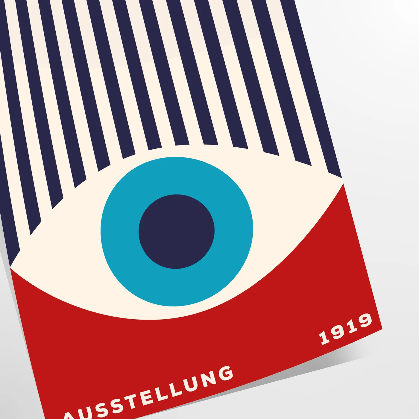 space Bauhaus wall art geometrical designs vibrant blue red eye poster perfect modern interiors thoughtful gift A4 cm A0 sizes room stylish artwork