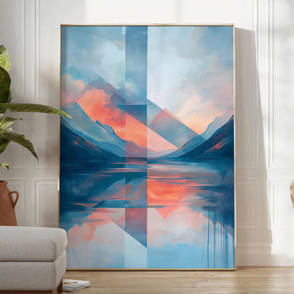 captivating elegance Geometric Minimal Art 12 poster vibrant orange blue hues modern wall print striking touch space perfect gift enthusiasts artwork frame